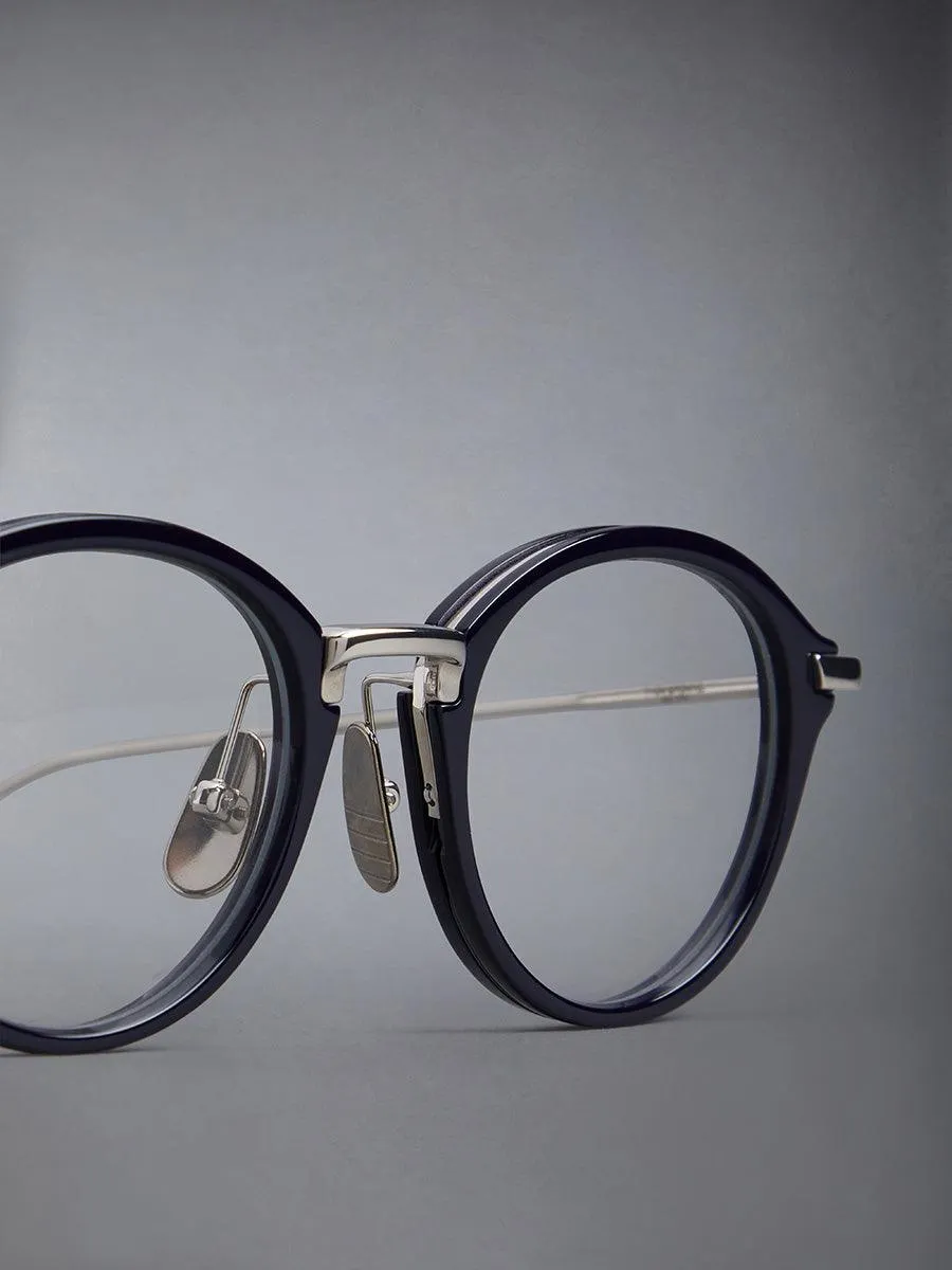 011A-415 Navy Silver Round eyeglasses