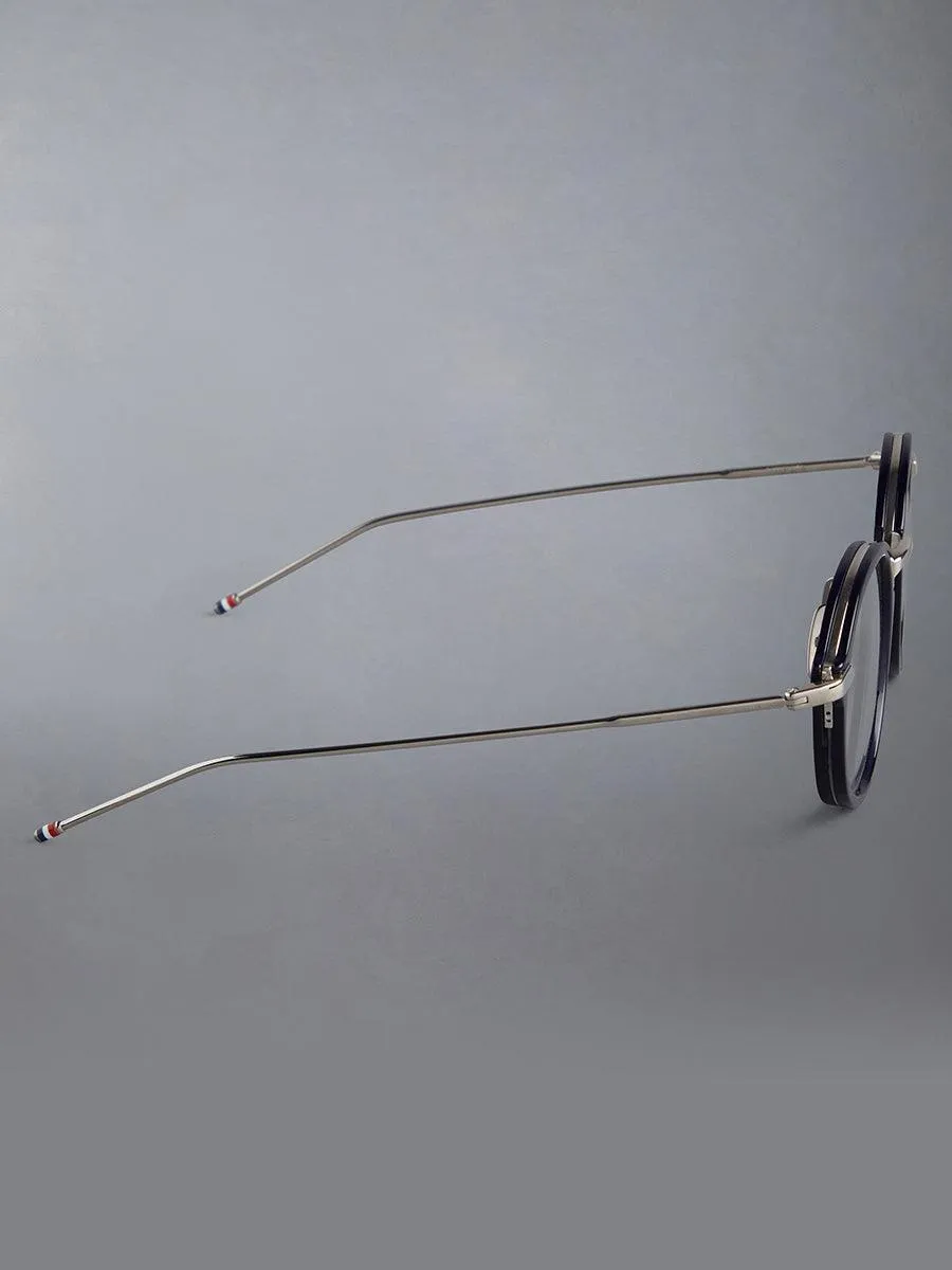 011A-415 Navy Silver Round eyeglasses