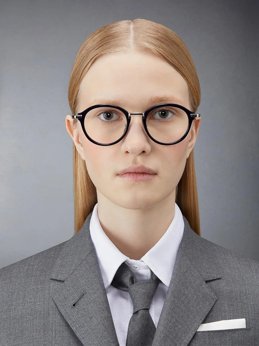 011A-415 Navy Silver Round eyeglasses