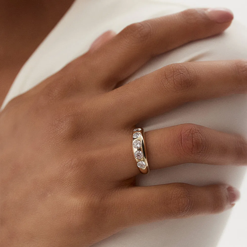 14k Dome Chunky Statement Diamond Ring