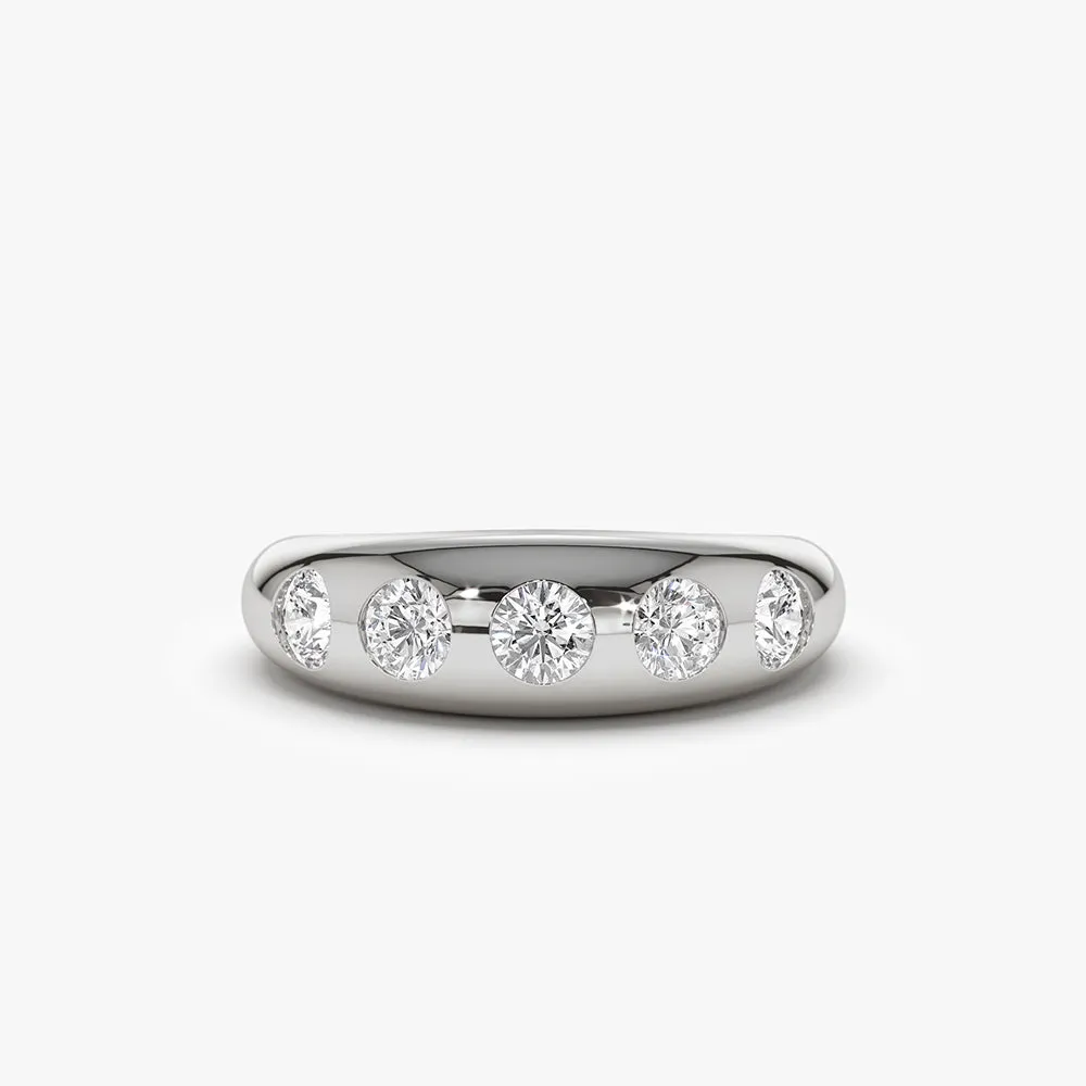 14k Dome Chunky Statement Diamond Ring