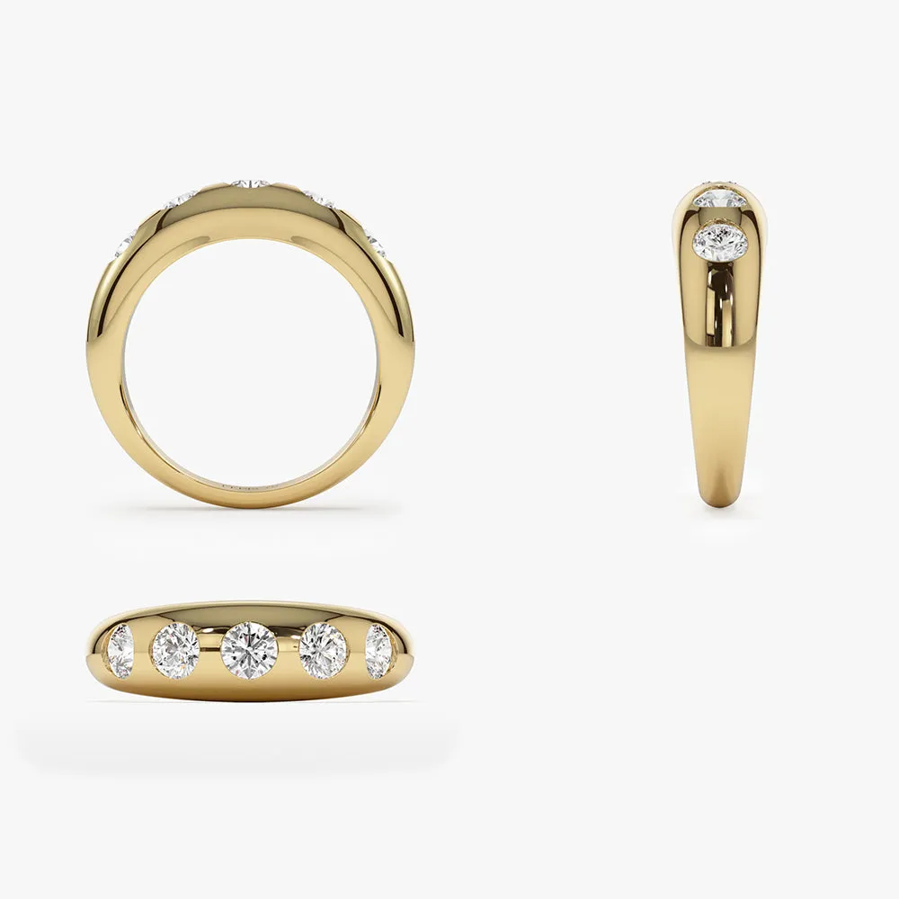 14k Dome Chunky Statement Diamond Ring