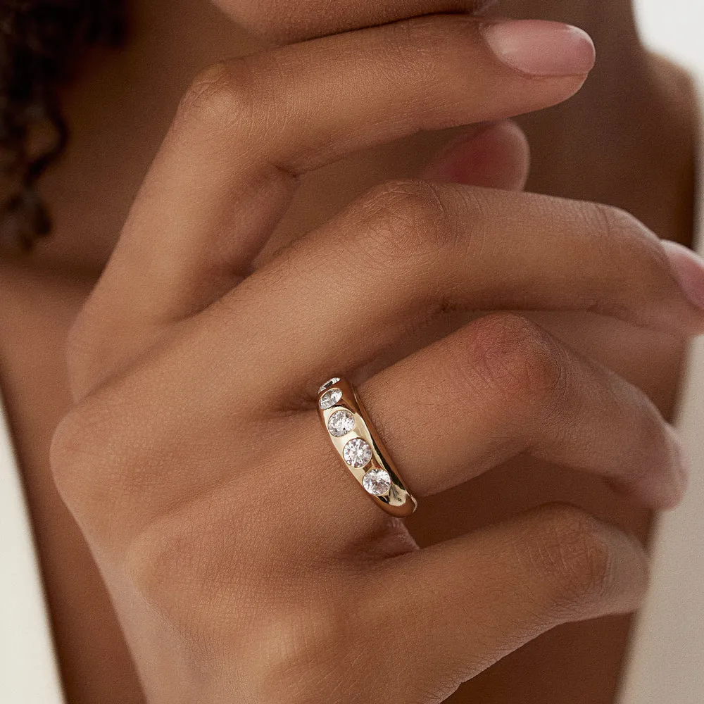 14k Dome Chunky Statement Diamond Ring