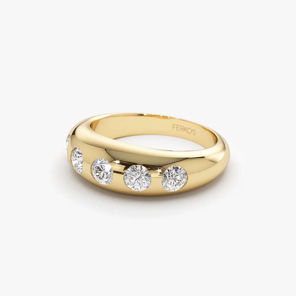 14k Dome Chunky Statement Diamond Ring