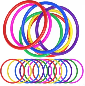24 PCS Plastic Toss Rings,Ring Toss Game for Kids,Outdoor Toss Rings for Speed and Agility Practice Training Games,Multicolor Training Rings Carnival Rings Garden Backyard Outdoor Games (7 inch)