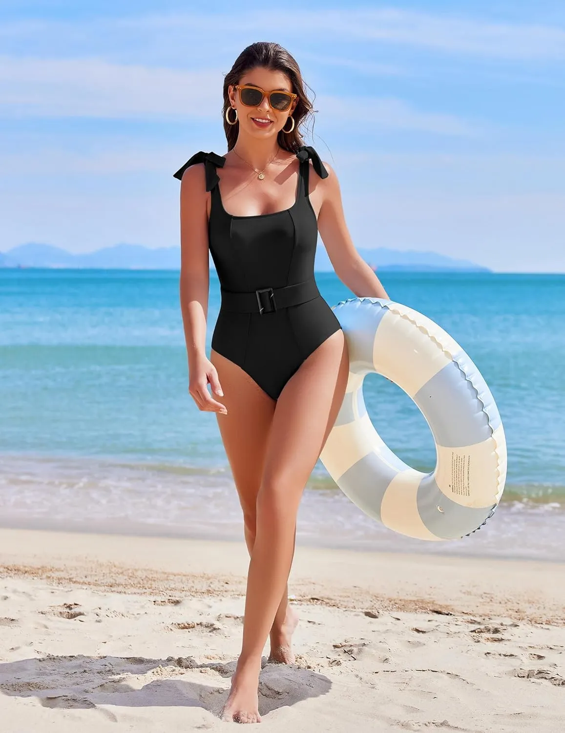 AI'MAGE Women's One Piece Swimsuit 2025 Tummy Control Swimsuits Slimming Bathing Suits Belted Swim Suit Swimwear