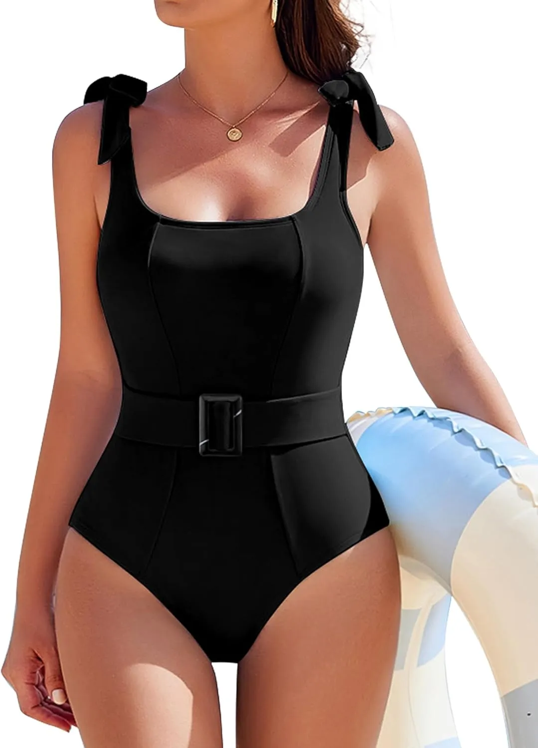 AI'MAGE Women's One Piece Swimsuit 2025 Tummy Control Swimsuits Slimming Bathing Suits Belted Swim Suit Swimwear