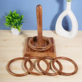 Ajuny Wooden Ring Toss Game Set for Kid - Indoor and Outdoor Game for Family and Adult with 1 Poles, 1 Base and 6 Rings Games for Home Party Bar Gift