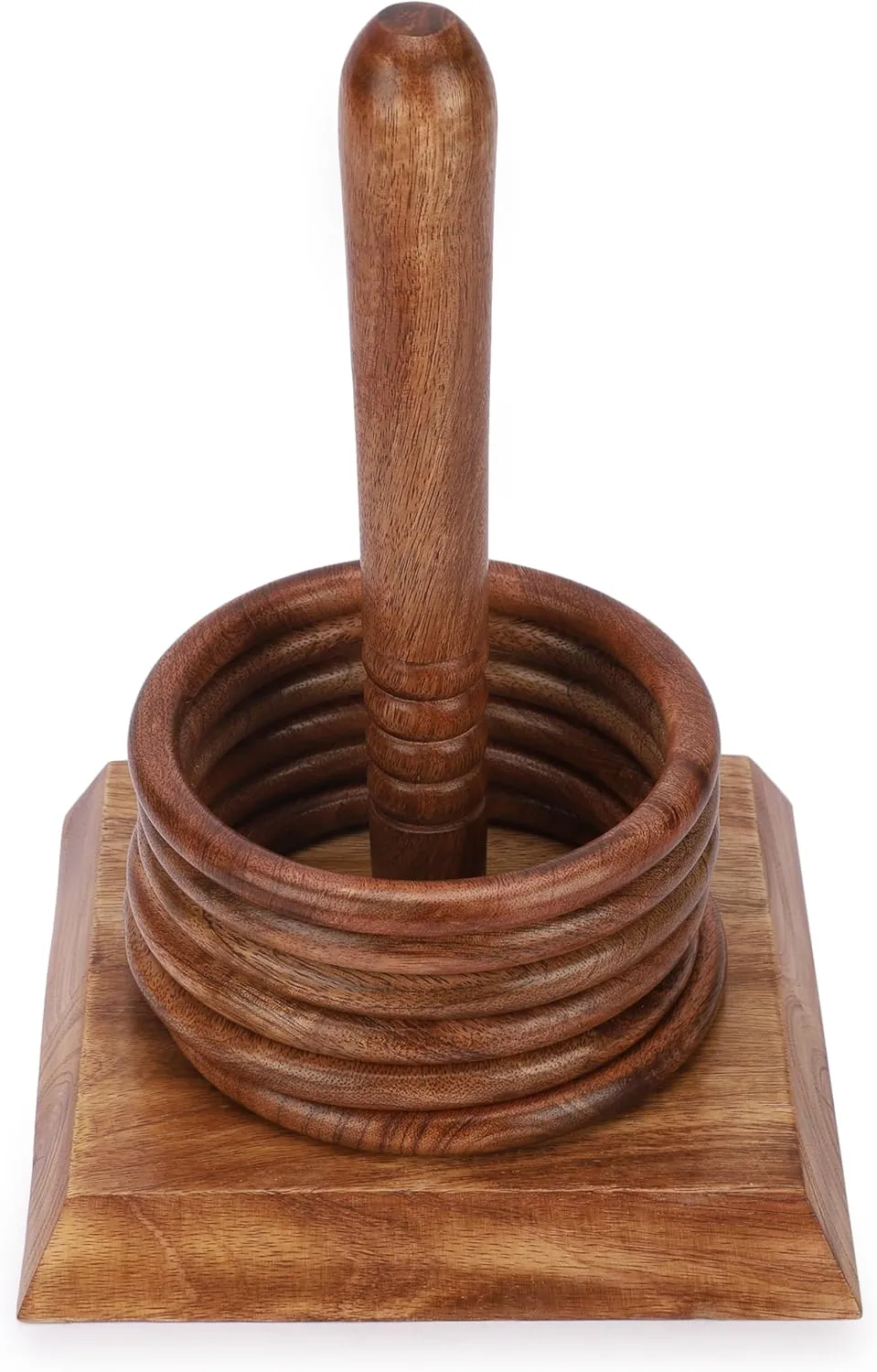 Ajuny Wooden Ring Toss Game Set for Kid - Indoor and Outdoor Game for Family and Adult with 1 Poles, 1 Base and 6 Rings Games for Home Party Bar Gift