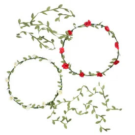 AWAYTR 2Pcs Fashion for Bohemian Style Wedding Bride Bridal Headdress Floral Flower Garland Headwear Headbands (Cream white red)