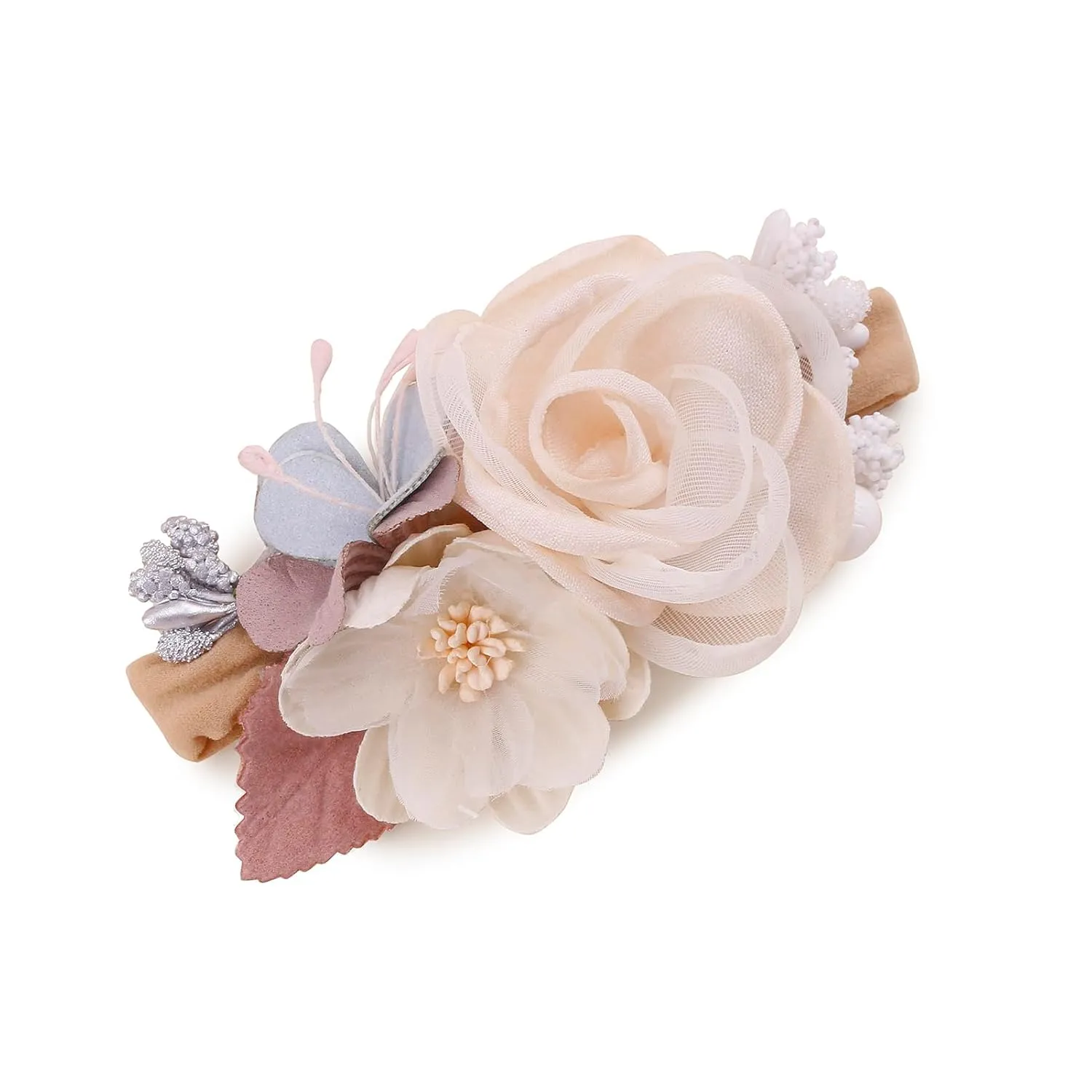 Baby Girl Floral Headbands- 3pcs Nylon Headband Handmade Flower Crown Elastic Hairband Newborn Toddler Hair Accessories Gifts for Girls 1-6 years old