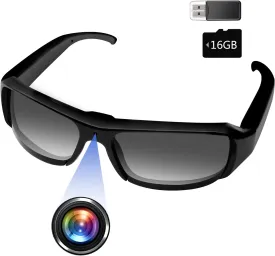 Camera Glasses, MS15 HD 1080P Sports Sunglasses Camera Video Glasses Support Take Videos/Photos for Indoor/Outdoor Activities (mit 16G Micro SD Card)