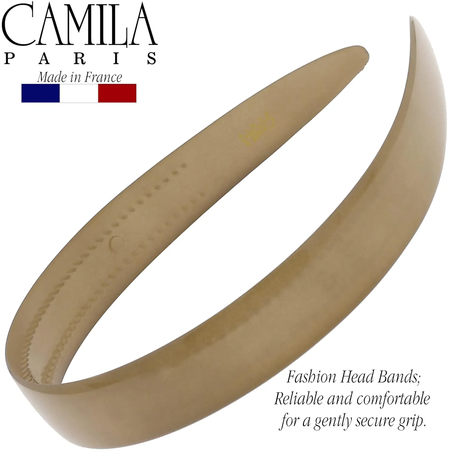 Camila Paris CP3384 French Fashion Headband for Women, Very Flexible with Teeth for Strong Hold Grip, Women's Hairband, No Slip Durable Styling Girls Hair Accessories, Made in France with Cellulose