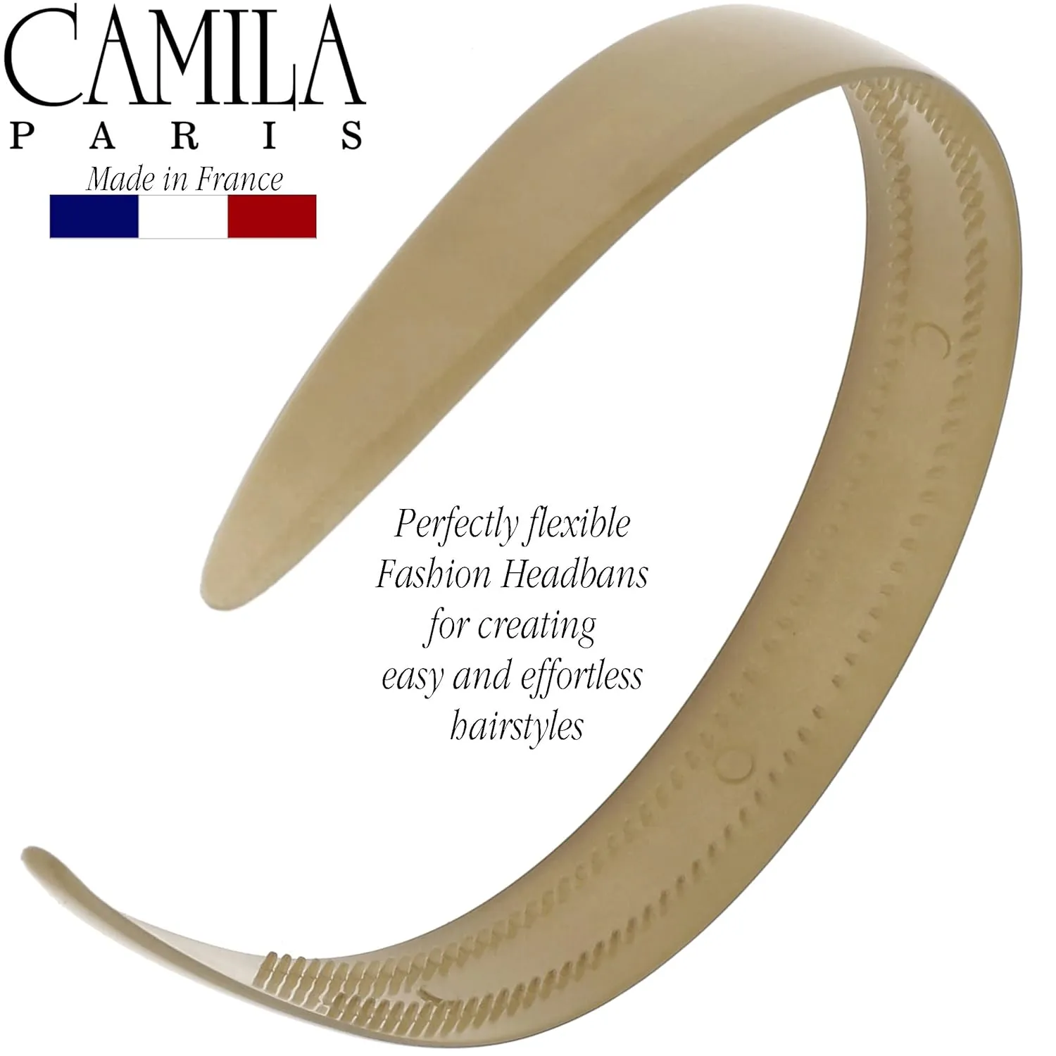 Camila Paris CP3384 French Fashion Headband for Women, Very Flexible with Teeth for Strong Hold Grip, Women's Hairband, No Slip Durable Styling Girls Hair Accessories, Made in France with Cellulose