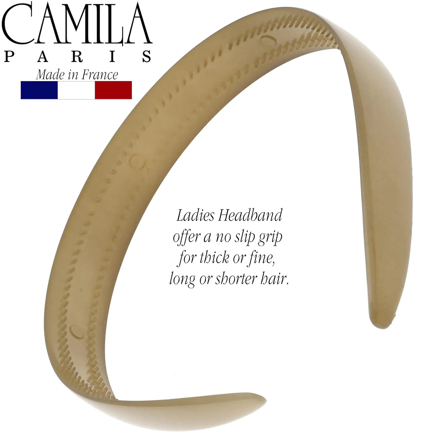 Camila Paris CP3384 French Fashion Headband for Women, Very Flexible with Teeth for Strong Hold Grip, Women's Hairband, No Slip Durable Styling Girls Hair Accessories, Made in France with Cellulose