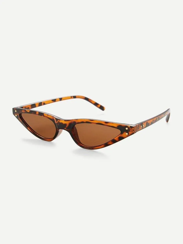 Cat Eye Flat Lens Sunglasses