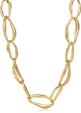 Chunky Gold Necklace 18k Real Gold Plated Chunky Chain Link Necklace for Women Long Statement Necklaces for Women Adjustable Length