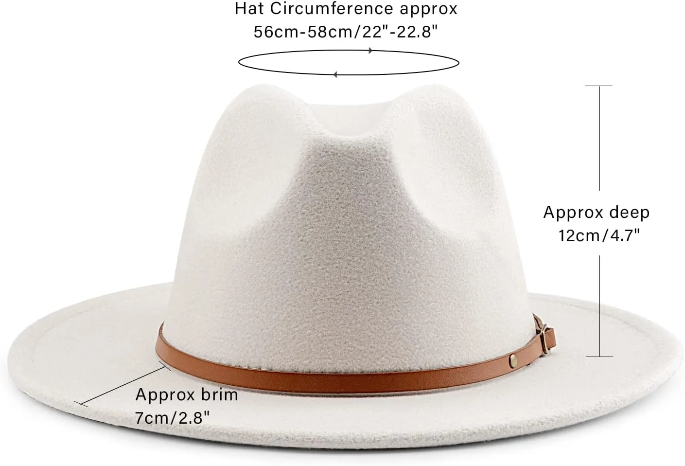 DRESHOW Women Classic Felt Fedora Wide Brim Floppy with Belt Buckle Panama Hat