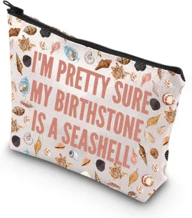 G2TUP Seashell Makeup Bag Seashells Lover Gifts Seashell Hunting Gifts Seashell Collecting Bag (My Birthstone)