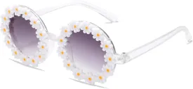 Girls round Flower Sunglasses Flower Cute Glasses UV 400 Protection for Outdoor Beach