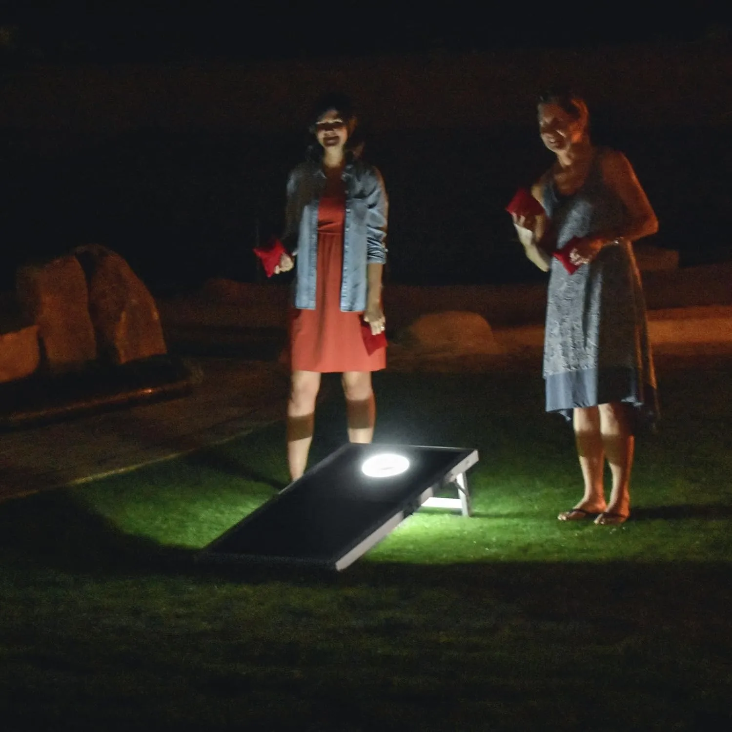 GoSports 4 x 2 ft Aluminum Cornhole Game Sets  Choose LED Lights or Standard - Set Includes 2 Foldable Regulation Size Boards, 8 Bean Bags, & Rules
