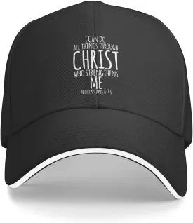 I Can Do All Things Through Christ, Christian God Baseball Caps Men Women Ball Hat Adjustable Trucker Hat Cowboy Hat