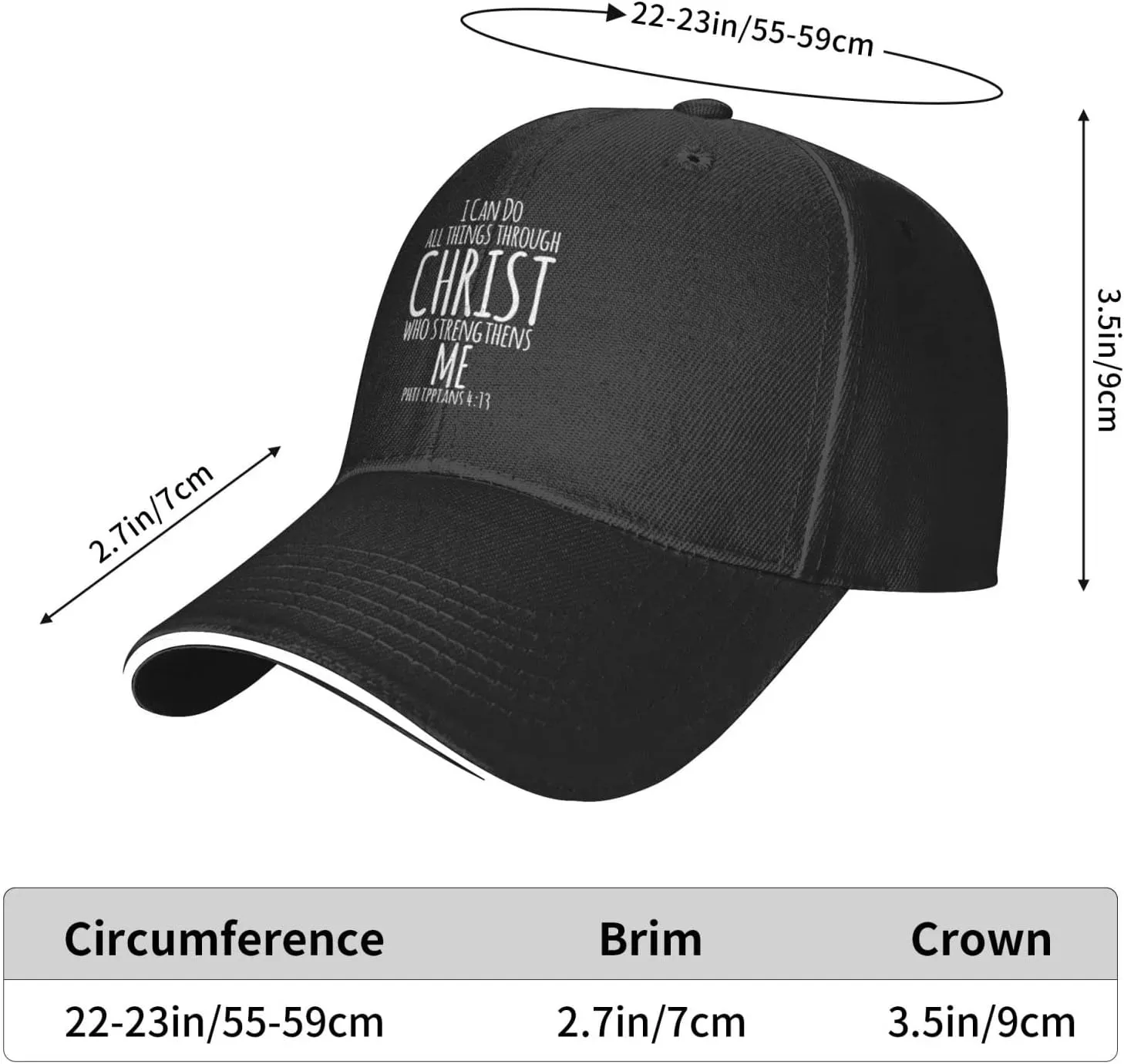 I Can Do All Things Through Christ, Christian God Baseball Caps Men Women Ball Hat Adjustable Trucker Hat Cowboy Hat