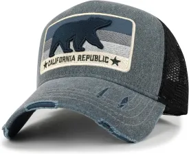 ililily Premium California Bear Embroidered Baseball Cap Vintage Trucker Hat