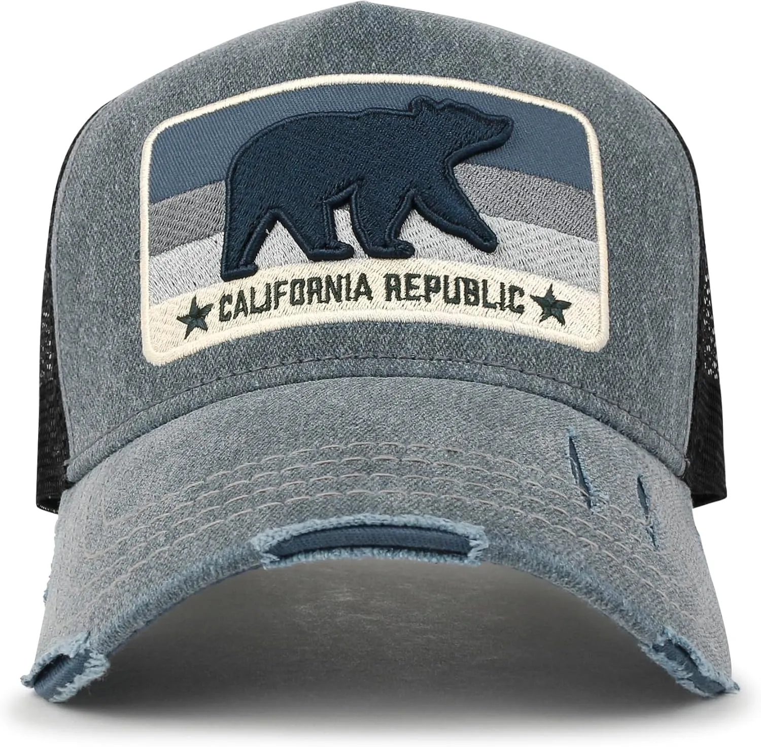 ililily Premium California Bear Embroidered Baseball Cap Vintage Trucker Hat