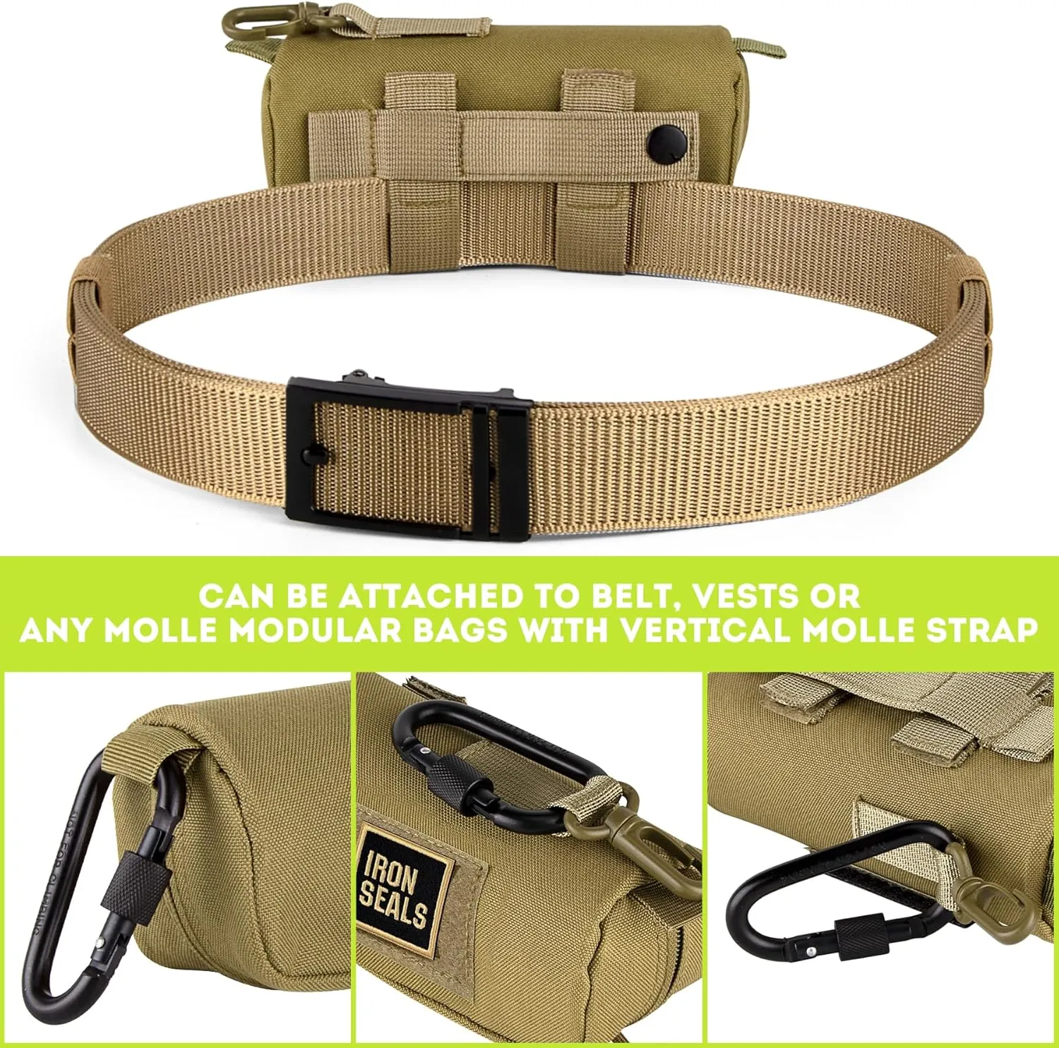 IronSeals 2 Pack Extra Large Tactical Molle Sunglasses Case Anti-Shock Hard Clamshell Glasses Case, XL