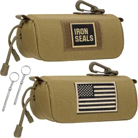 IronSeals 2 Pack Extra Large Tactical Molle Sunglasses Case Anti-Shock Hard Clamshell Glasses Case, XL