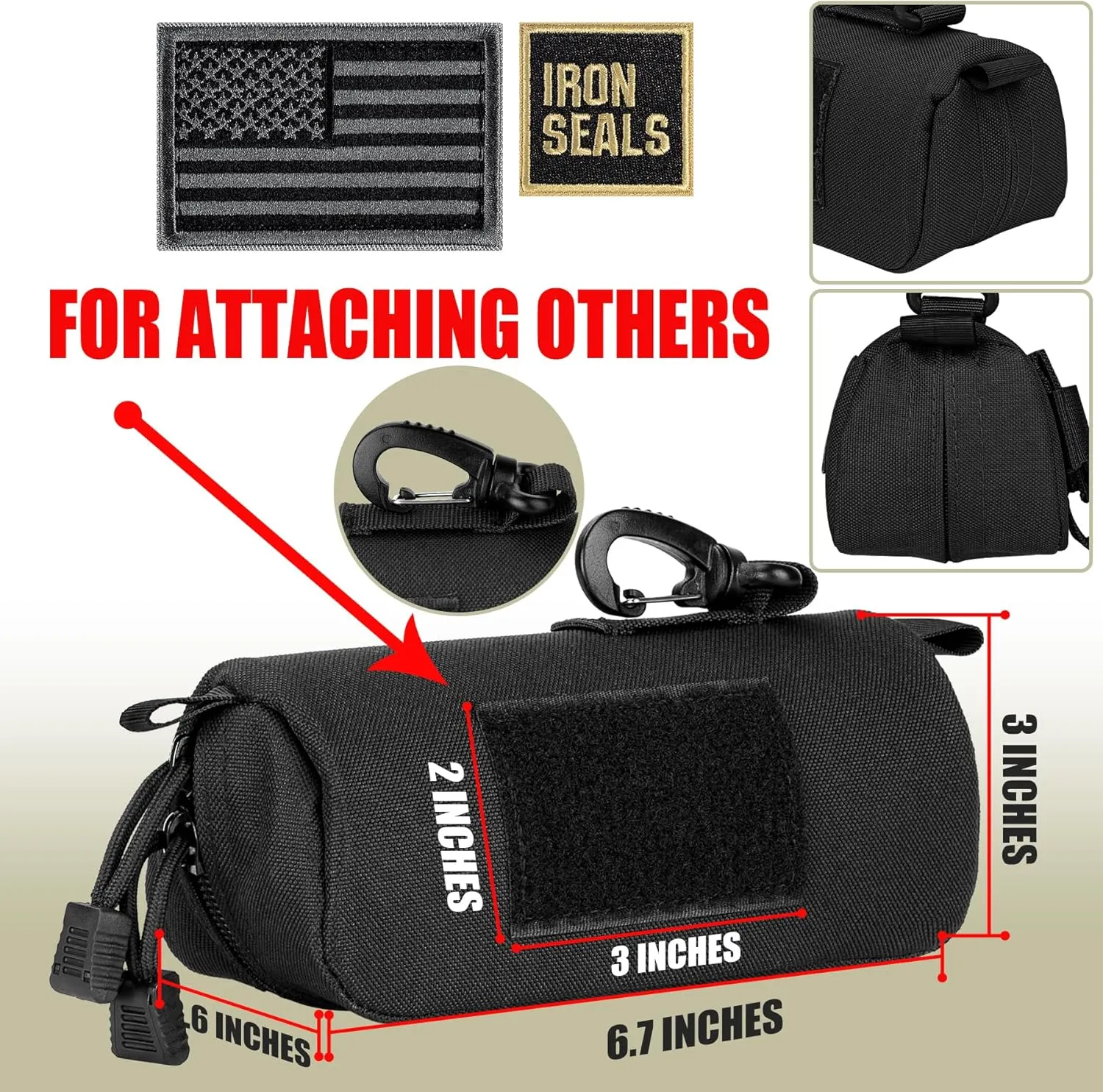 IronSeals 2 Pack Extra Large Tactical Molle Sunglasses Case Anti-Shock Hard Clamshell Glasses Case, XL