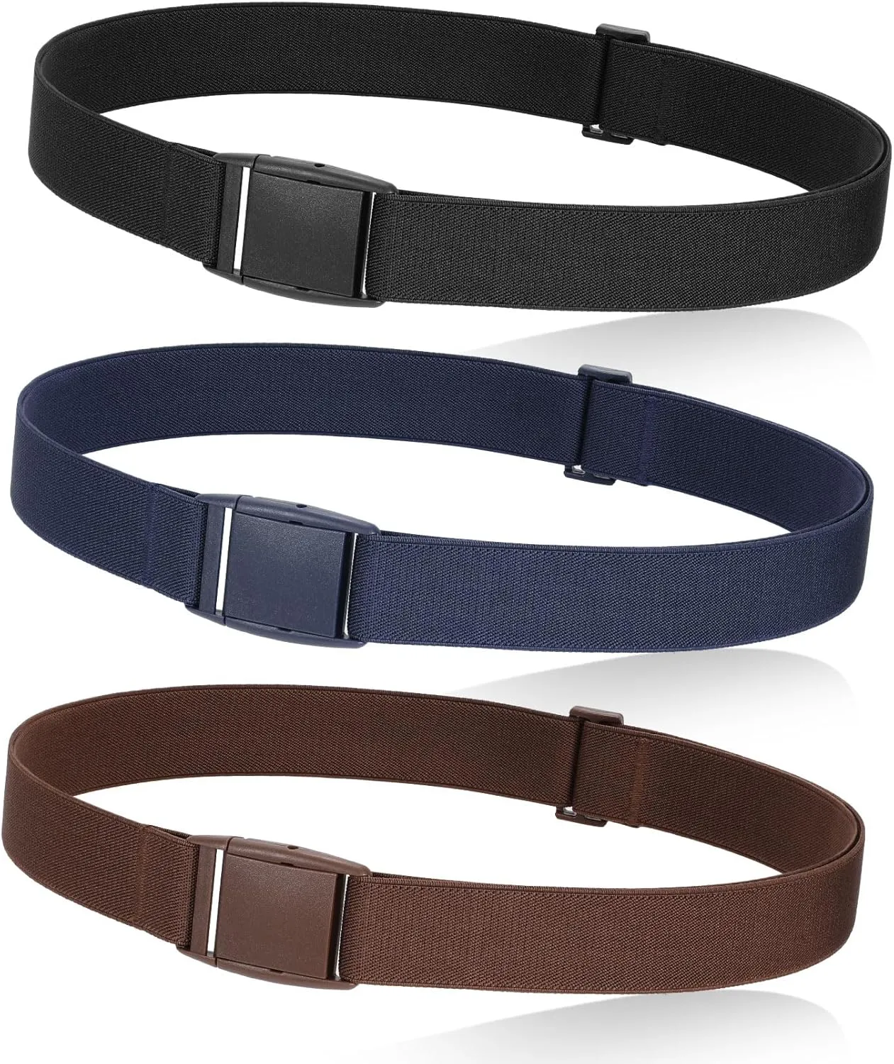JASGOOD No Show Women Stretch Belt Invisible Elastic Web Strap Belt with Flat Buckle for Jeans Pants Dresses