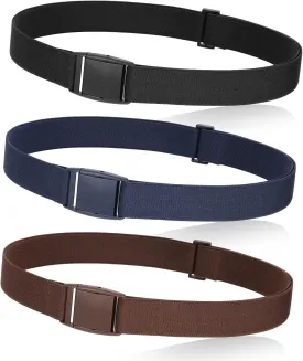 JASGOOD No Show Women Stretch Belt Invisible Elastic Web Strap Belt with Flat Buckle for Jeans Pants Dresses