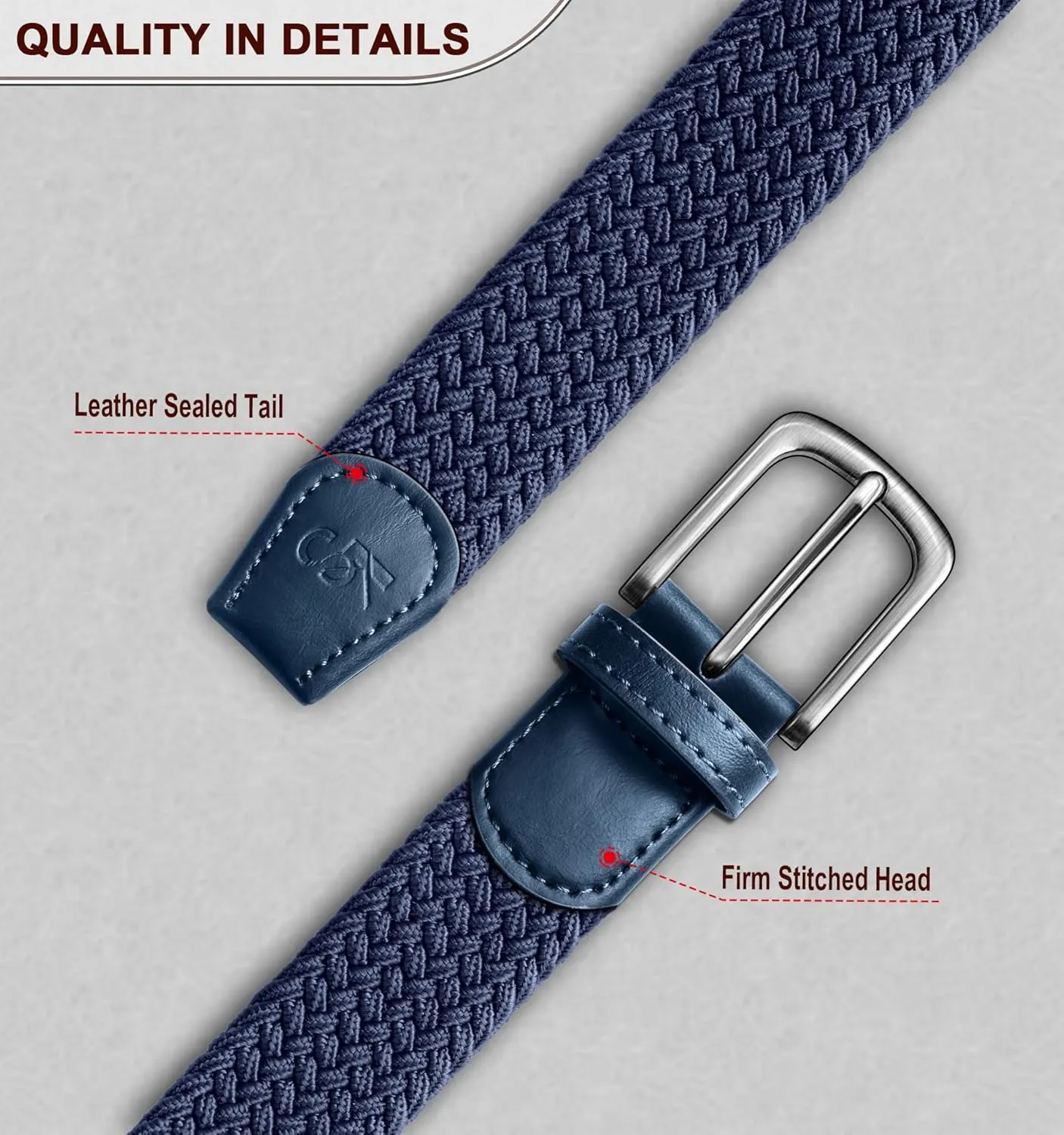 KEMISANT Men's Golf Belt 2 Pack-Braided Woven Stretch Belt for Gift Men Casual Jeans Sports Work 1 3/8"