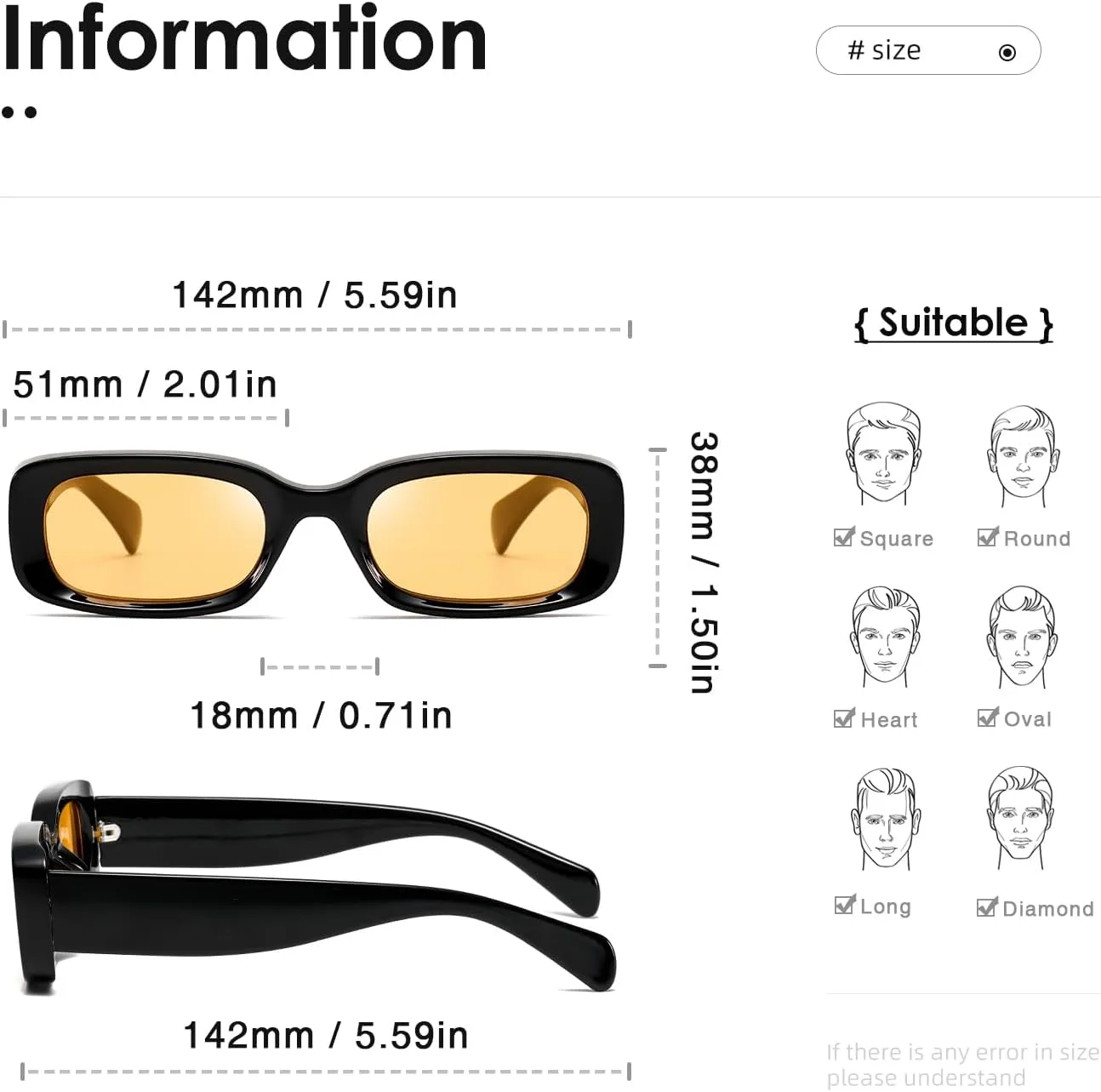 kimorn Retro Rectangle Sunglasses for Women Men Thick Frame Sun Glasses UV Protection Shades K1703