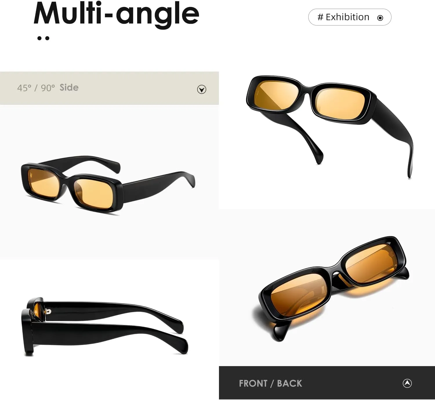 kimorn Retro Rectangle Sunglasses for Women Men Thick Frame Sun Glasses UV Protection Shades K1703