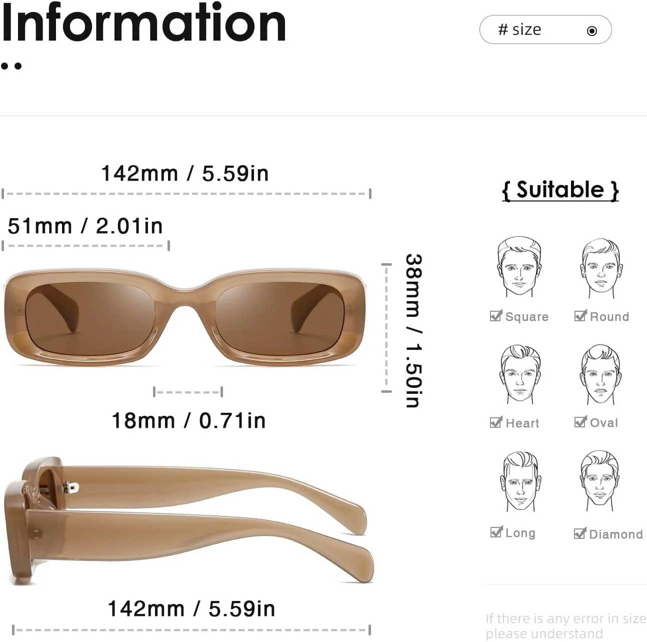 kimorn Retro Rectangle Sunglasses for Women Men Thick Frame Sun Glasses UV Protection Shades K1703