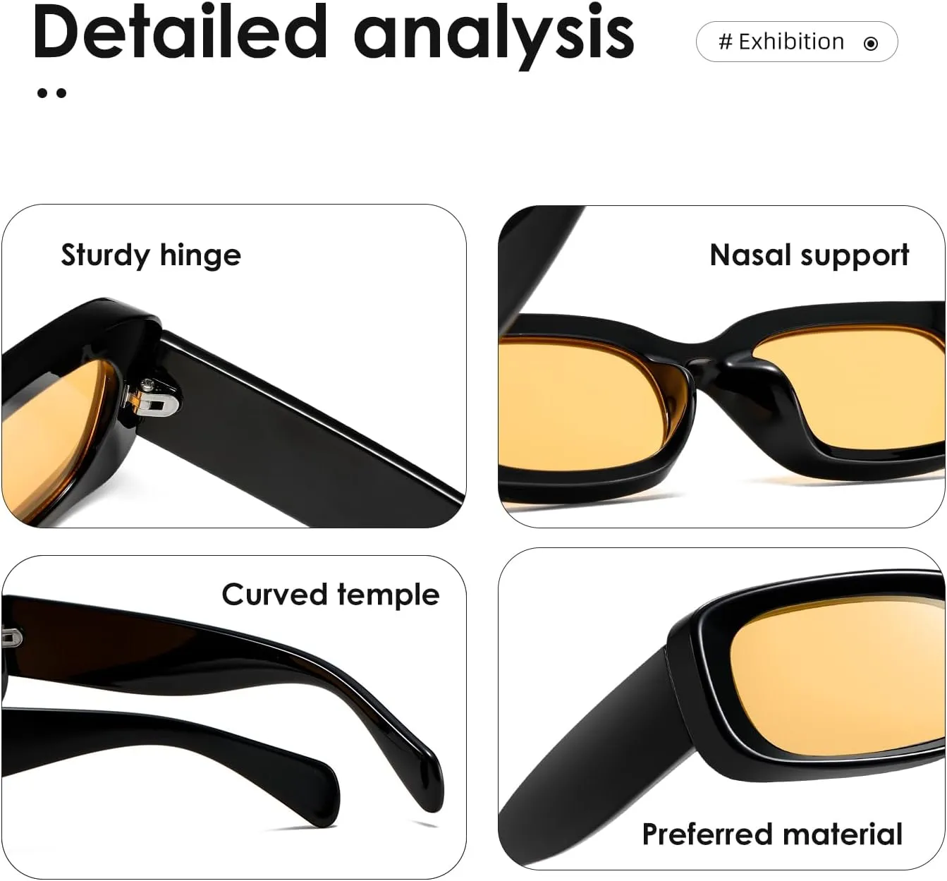 kimorn Retro Rectangle Sunglasses for Women Men Thick Frame Sun Glasses UV Protection Shades K1703