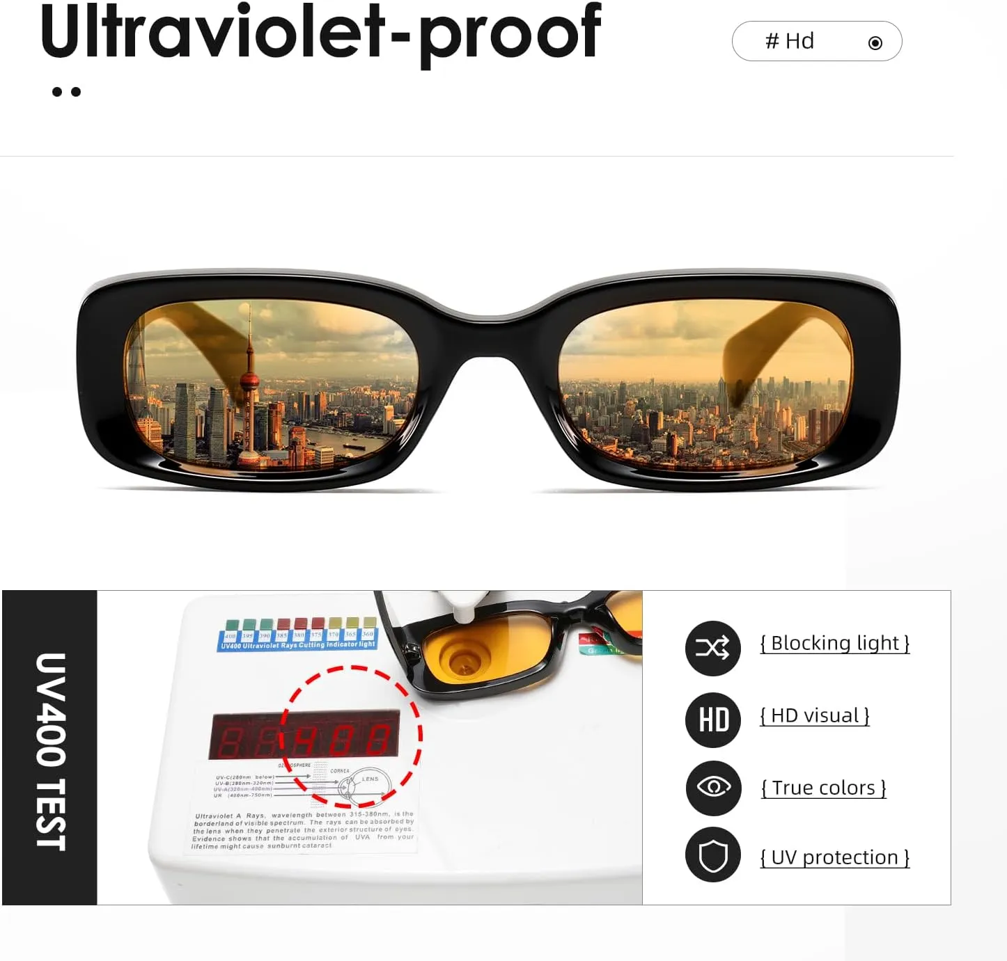 kimorn Retro Rectangle Sunglasses for Women Men Thick Frame Sun Glasses UV Protection Shades K1703