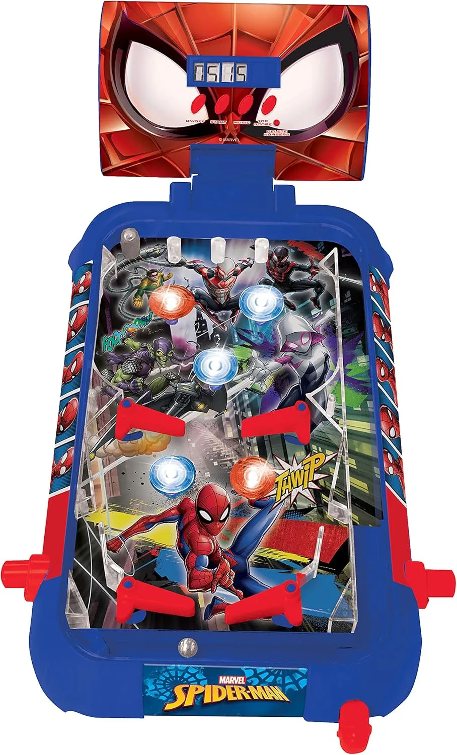 Lexibook Marvel Spider-Man, Table Electronic Pinball, Action and Reflex Game for Children and familiy, LCD Screen, Light and Sound Effects, Blue/red, JG610SP