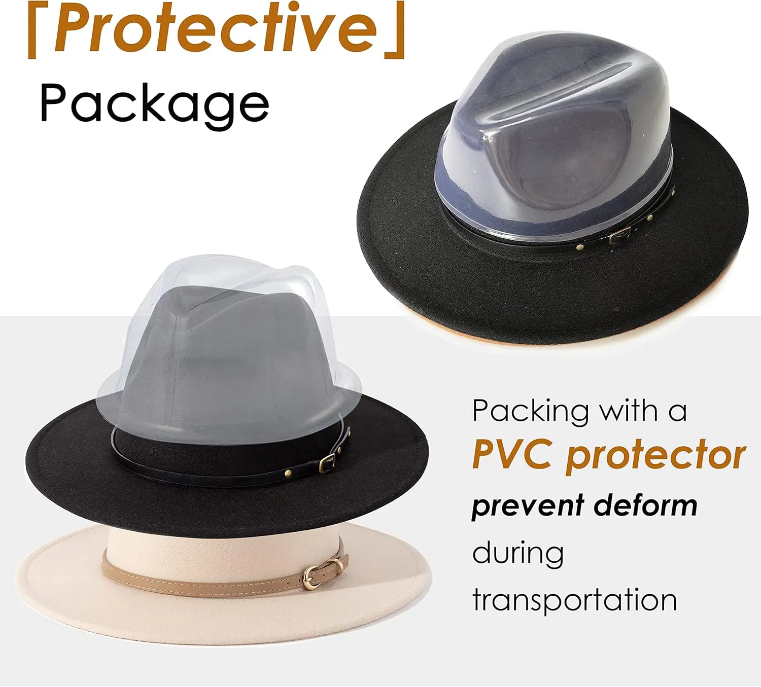 Lisianthus 2 Pack Women & Men Classic Wide Brim Belt Buckle Fedora Hat