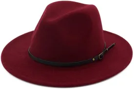 Men & Women Vintage Fedora Hats Fashionable Classic Wide Brim Fedora Hat with Belt Buckle