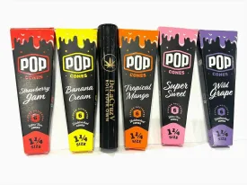 Pop Cones Flavored cones 1 1/4 (Super Sweet,Straberry Jam, Banana Cream, Tropical Mango,Wild Grape) 5 packs of 6 cones with DeLaCuzV Tube.