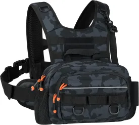 QualyQualy Fishing Chest Pack Tactical Chest Rig Fly Fishing Pack for Sports Outdoor with Compartment Adjustable Strap