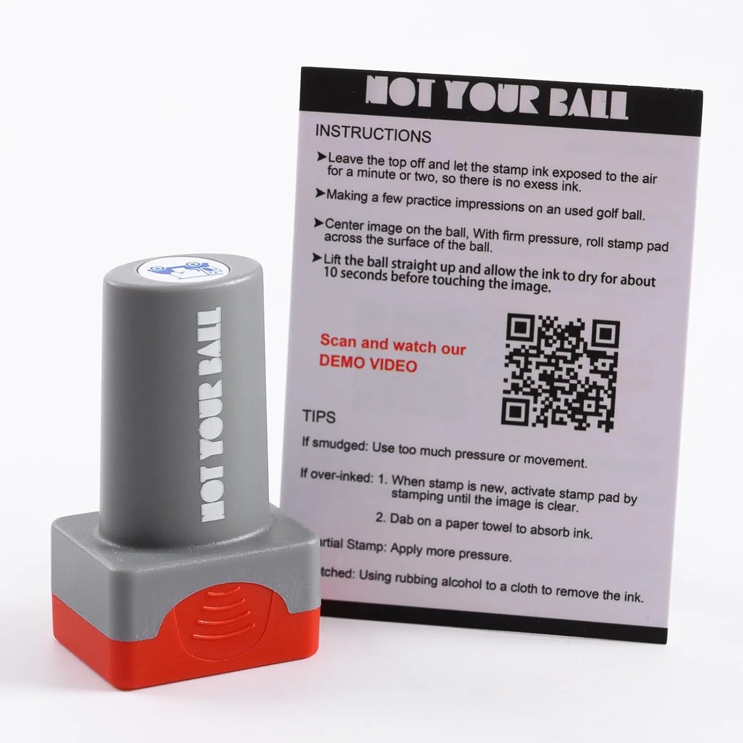 QUBI Golf Ball Stamp, Golf Ball Stamper, Reusable Self-Inking Golf Ball Stamp Marker to Identify Golf Balls, Golf Gift Golf Accessories for Men and Women Golfers