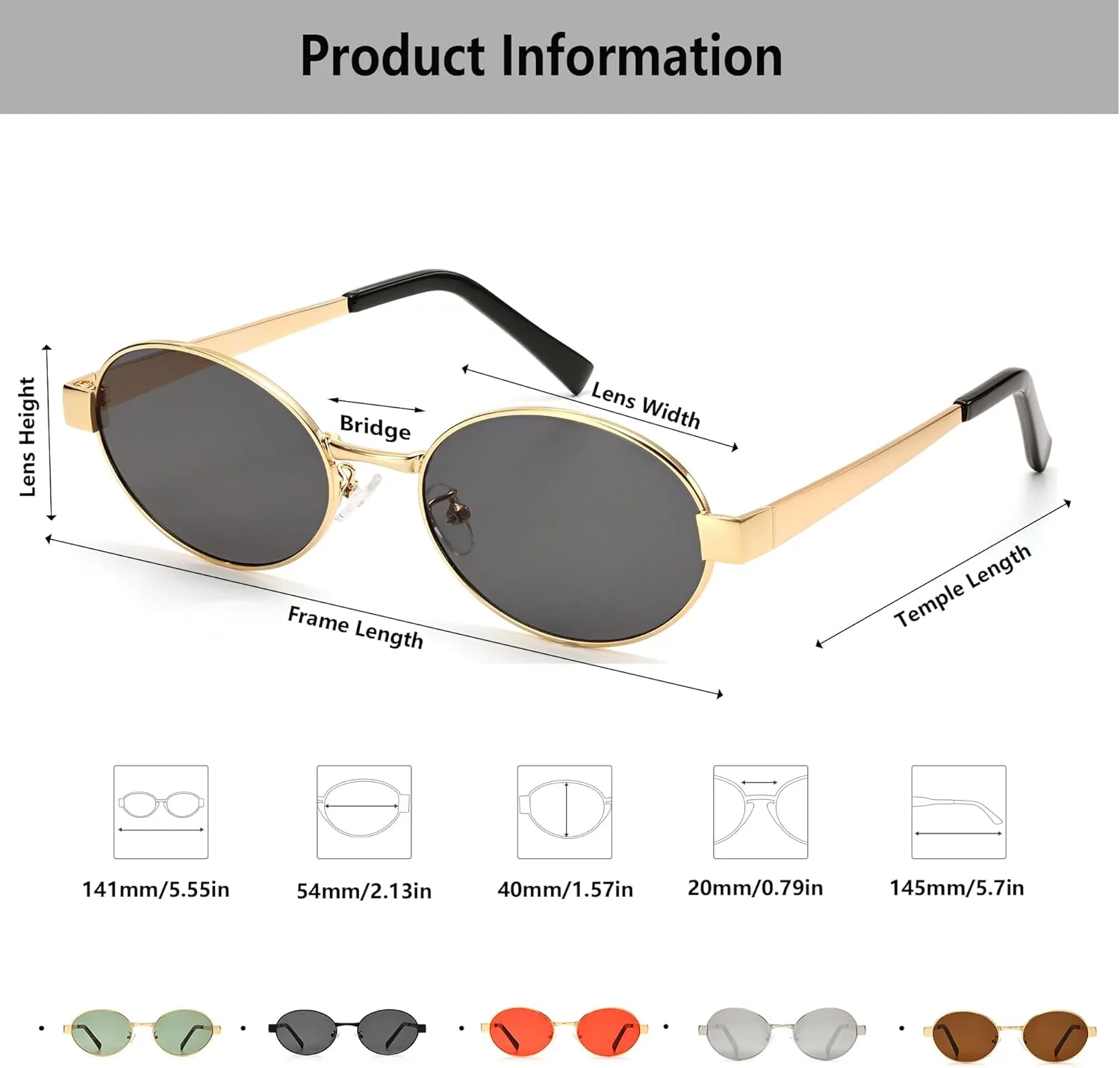 Retro Oval Sunglasses for Women Men Small Shade UV400 Protection Trendy Style