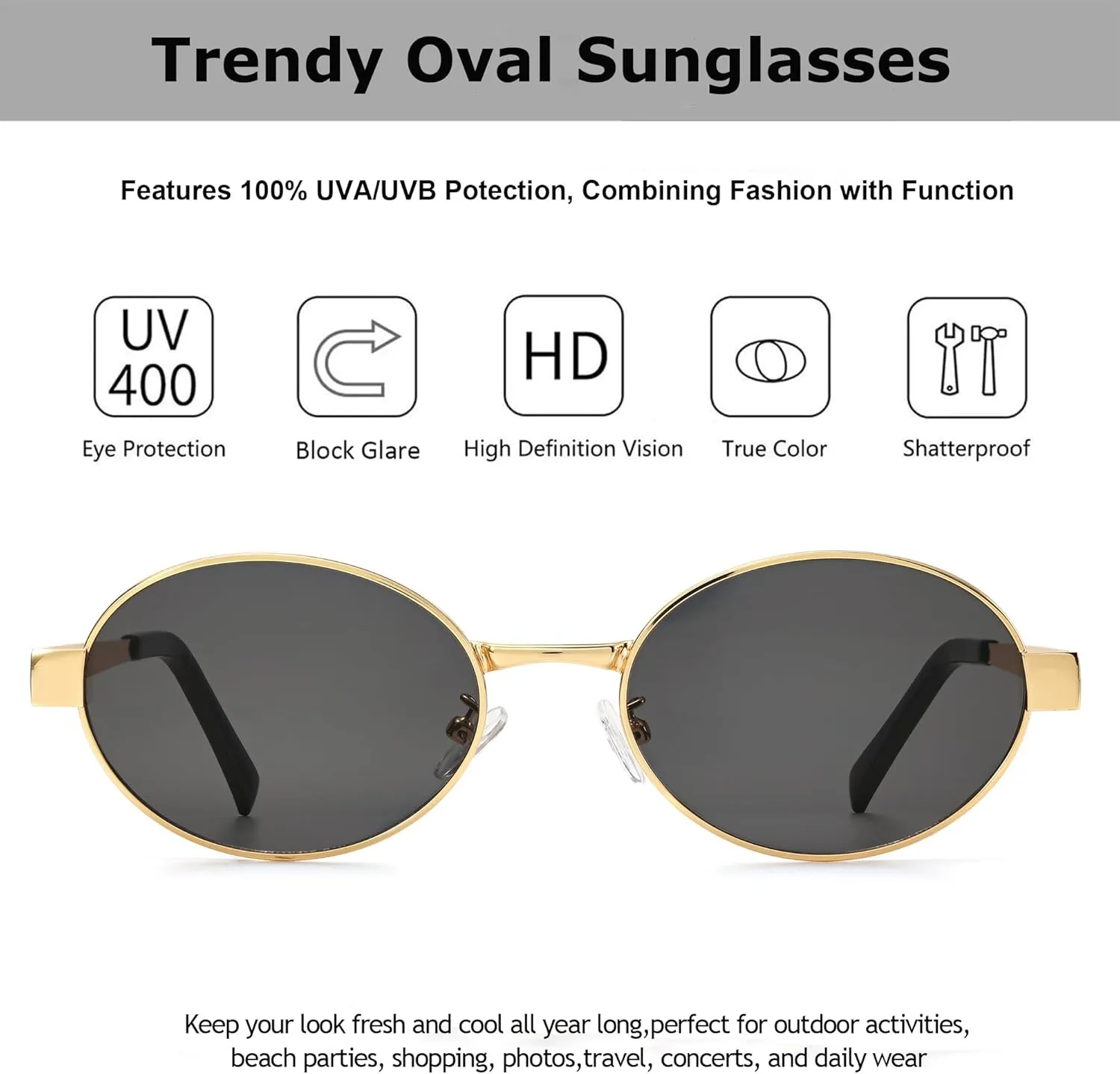 Retro Oval Sunglasses for Women Men Small Shade UV400 Protection Trendy Style