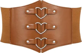 SUOSDEY Women Heart Corset Belt Goth Stylish Wide Elastic Waist Corset for Cosplay Halloween Renaissance Daily