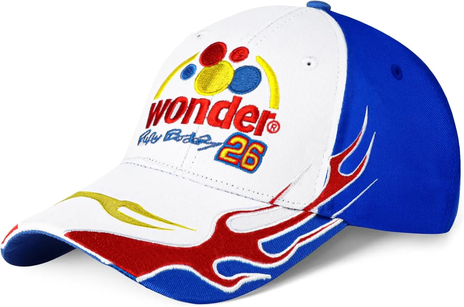 Talladega Nights Hat Ricky Bobby Cap, Embroidery Baseball Race Racing Cap for Adult Men Women, Halloween Cospaly Costume Unisex White Blue